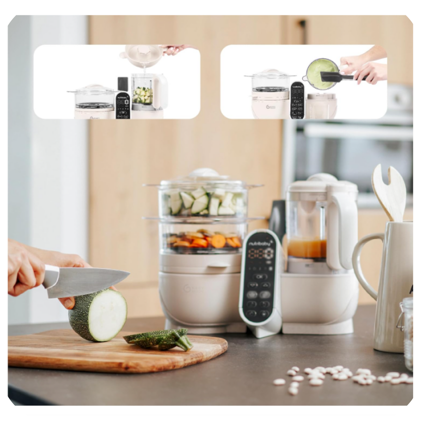 Babymoov Nutribaby (+) 6in1 kūdikių maisto garintuvas - trintuvas (White)