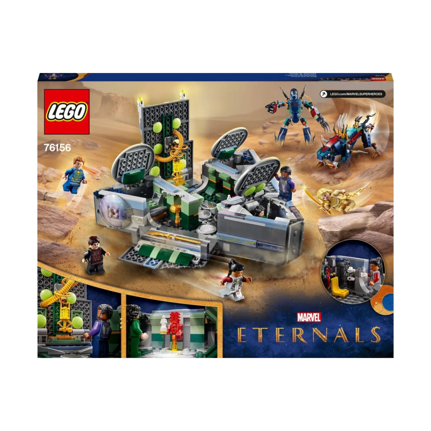 LEGO® „Marvel Rise of Domo“, 76156 superherojų kosminio laivo kūrimo žaislas iš filmo „Amžinieji“