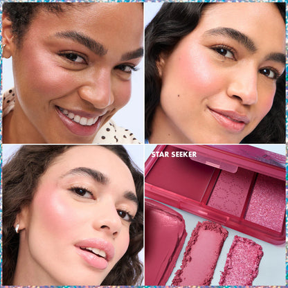 SEPHORA COLLECTION Blush Blush Glow Set - skaistalų ir švytėjimo paletė su dvipusiu šepetėliu