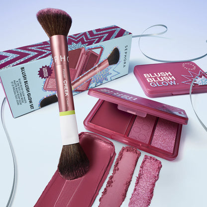 SEPHORA COLLECTION Blush Blush Glow Set - skaistalų ir švytėjimo paletė su dvipusiu šepetėliu