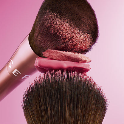 SEPHORA COLLECTION Blush Blush Glow Set - skaistalų ir švytėjimo paletė su dvipusiu šepetėliu
