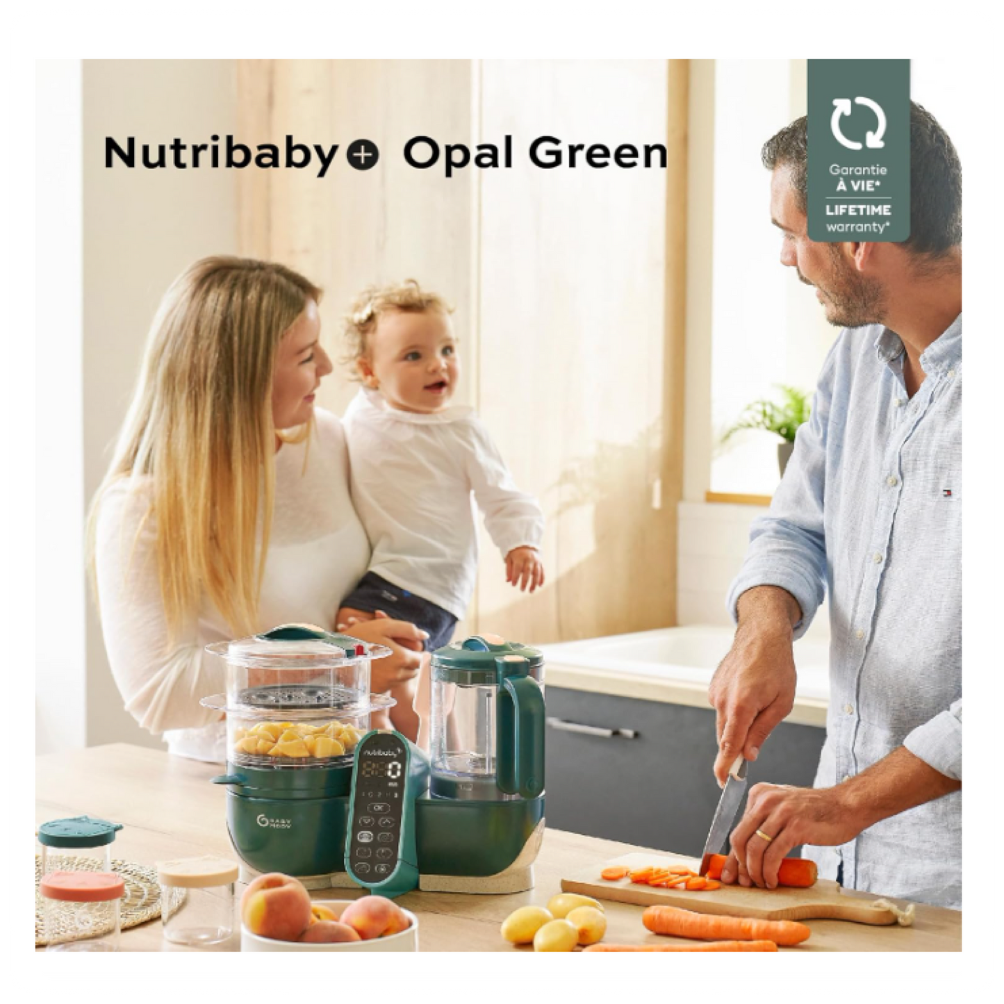 Babymoov Nutribaby (+) 6in1 kūdikių maisto garintuvas - trintuvas (Opal Green)