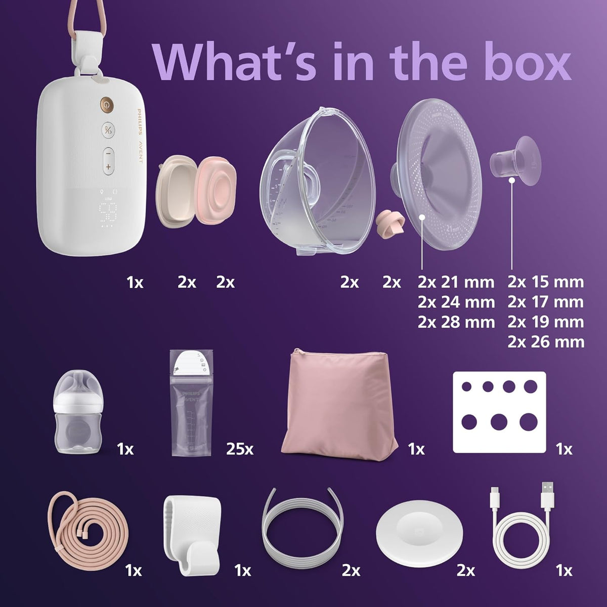 Philips Avent Hands-Free elektrinis dvigubas pientraukis, pradžios rinkinys SCD553/11