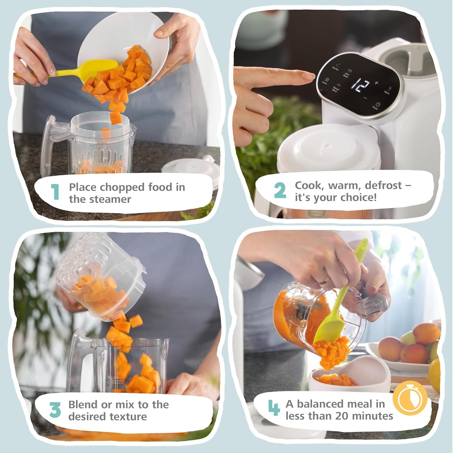 Sweety Fox kūdikių maisto gaminimo aparatas 7in1 - garintuvas ir trintuvas