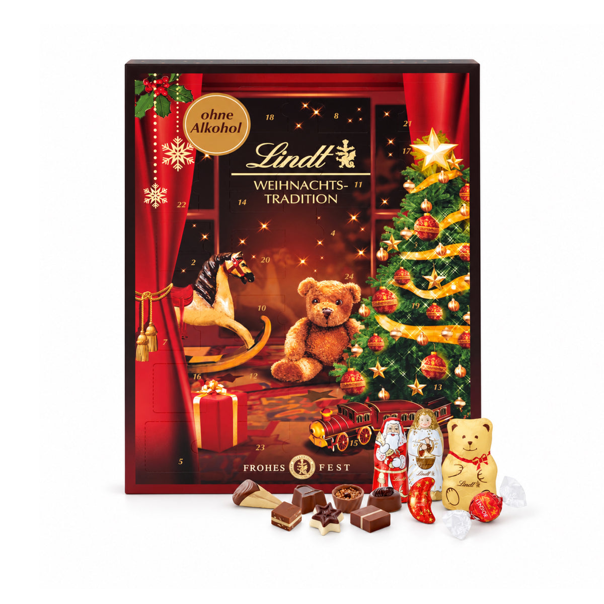 „Lindt TRADITION“ advento kalendorius su šokoladiniais saldainiais, 253 g