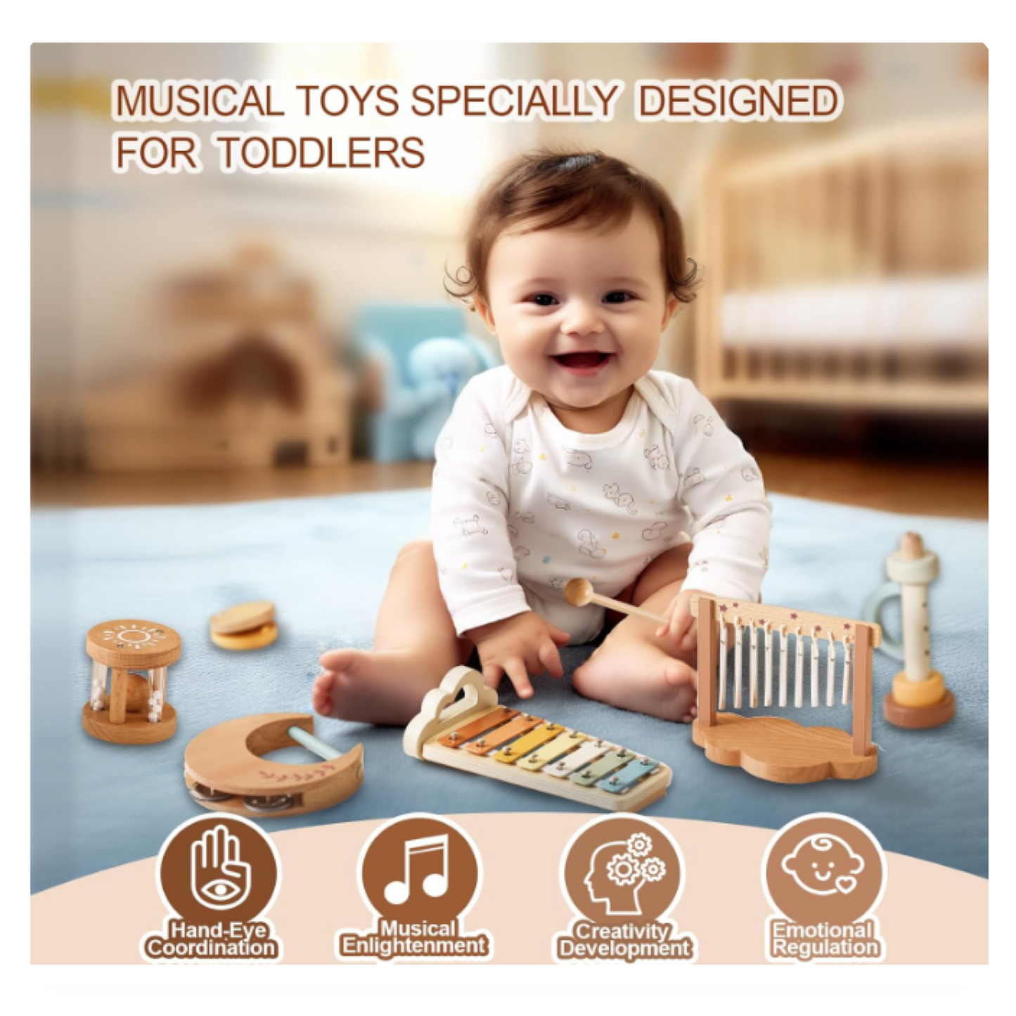 Montessori medinių muzikos instrumentų rinkinys vaikams