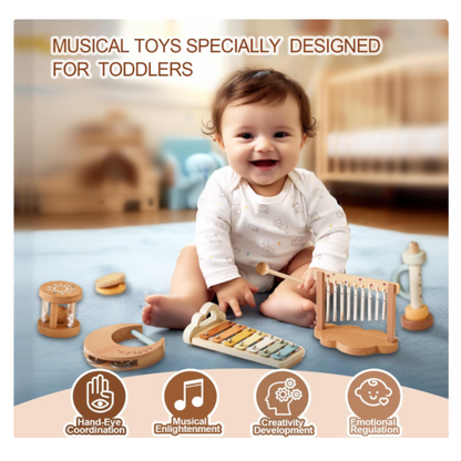 Montessori medinių muzikos instrumentų rinkinys vaikams