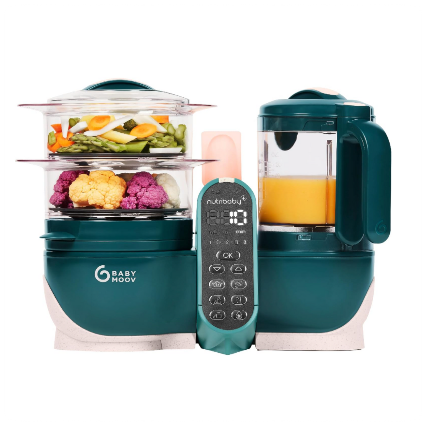Babymoov Nutribaby (+) 6in1 kūdikių maisto garintuvas - trintuvas (Opal Green)