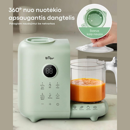 BEAR 6in1 garintuvas trintuvas su savaiminio išsivalymo, sterilizavimo ir pieno šildymo funkcija Green
