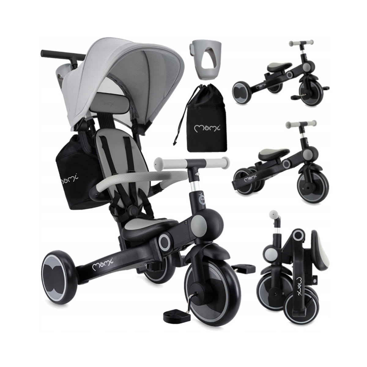 Triratukas Momi Solivia 4in1, pilkas