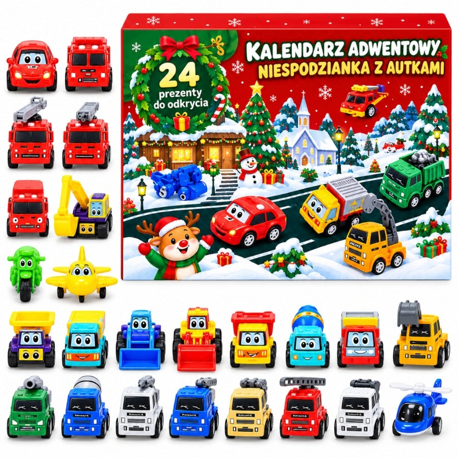 Advento kalendorius vaikams - 24 žaisliniai automobiliai