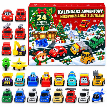 Advento kalendorius vaikams - 24 žaisliniai automobiliai
