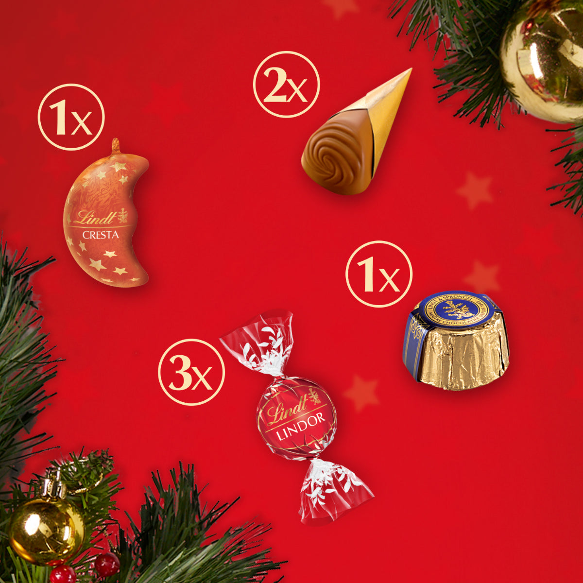 „Lindt TRADITION“ advento kalendorius su šokoladiniais saldainiais, 253 g